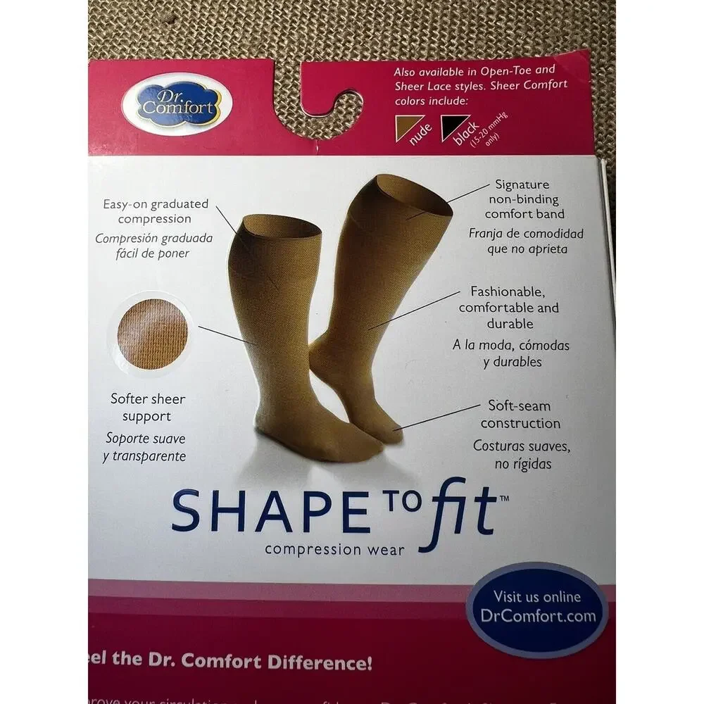 Dr. Comfort Shape to Fit Compression Hosiery-Size Large -Nude - 15-20 mmHg